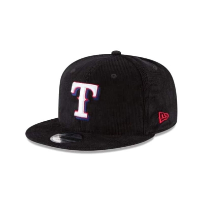 Black Texas Rangers Hat - New Era MLB Corduroy 9FIFTY Snapback Caps USA8531274